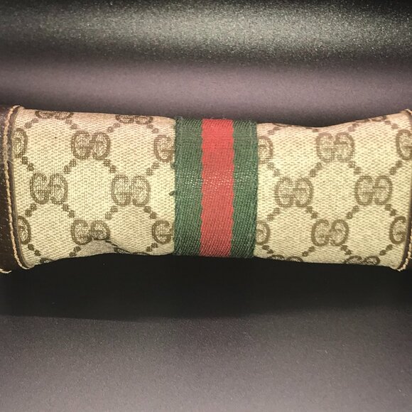 Gucci Web Vintage Brown Monogram PVC Canvas Leather Clutch / Cosmetic - Picture 9 of 16